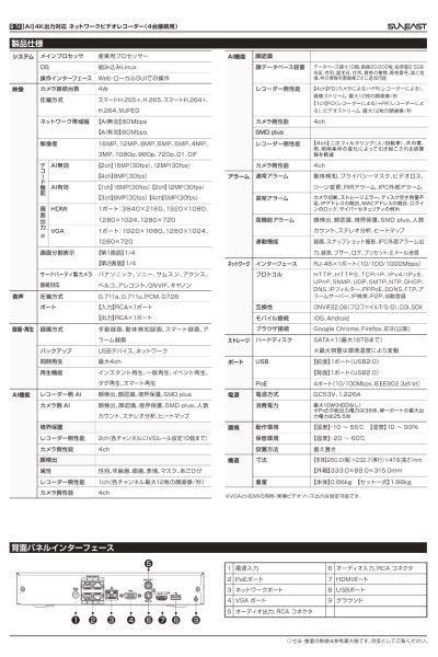 画像2: 超特価!800万画素対応 SUNEAST/HIKVISION UT-H004VR NVR(PoE対応4台接続) (2)